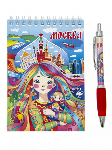 Канцелярский набор "Красавица - Москва": блокнот, ручка фото 2
