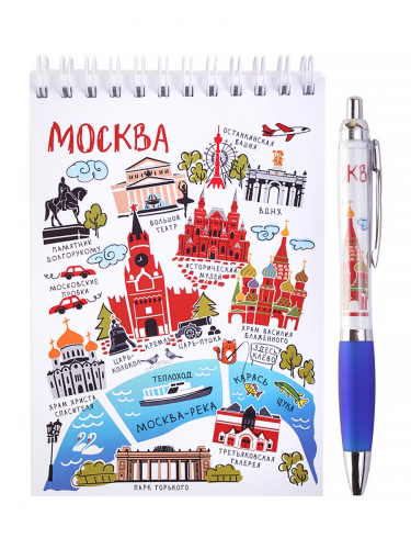 Канцелярский набор "Москва. Карта": блокнот, ручка фото 2