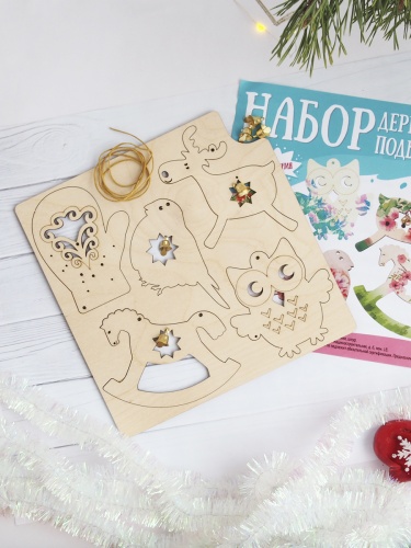 Набор ёлочных игрушек деревянных "Зимний", с колокольчиками - Подвески Санкт-Петербург фото 2