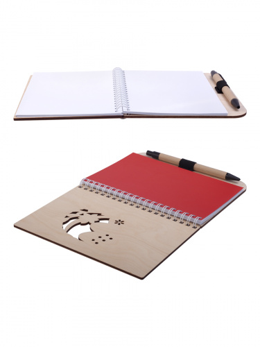 Блокнот деревянный с ручкой "Христос Воскресе. Пасхальная корзина с яйцами. Нарциссы", на пружине, 125х172 мм фото 4