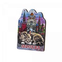 Магнит "Москва, Спящий кот. Коллаж", МДФ, 54х74 мм