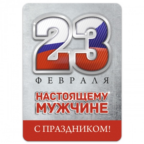 Магнит "23 февраля.Настоящему мужчине. С праздником", гибкий, 50х70 мм - Магниты Санкт-Петербург