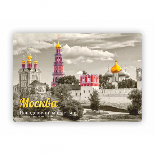 Магнит "Москва. Новодевичий монастырь. Сепия", закатной, 55х80 мм
