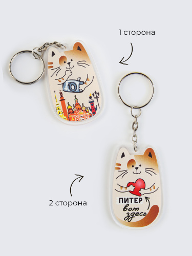 Брелок "Кот. Питер вот здесь", акриловый фото 2