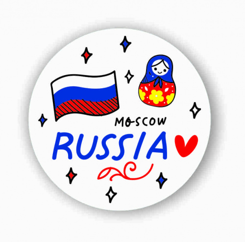 Магнит "Moscow. Russia", закатной, 56 мм - Магниты Санкт-Петербург