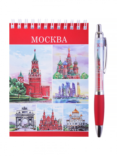 Канцелярский набор "Москва. Коллаж. Акварель": блокнот, ручка фото 2