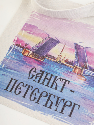 Сумка-шоппер тканевая "Санкт-Петербург. Разводной мост", 260х260 мм фото 5