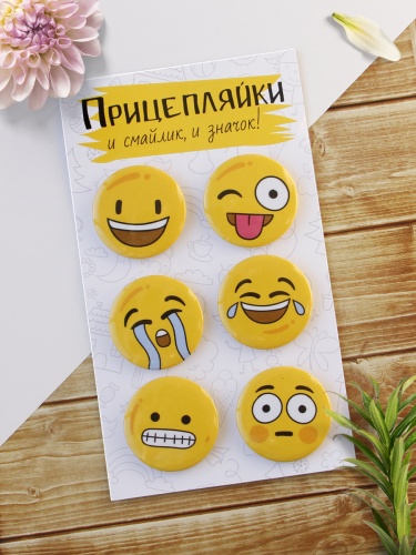 Набор значков № 1 "Прицепляйки. Смайлик и значок", закатные, 38 мм, 6 шт - Значки Санкт-Петербург фото 2