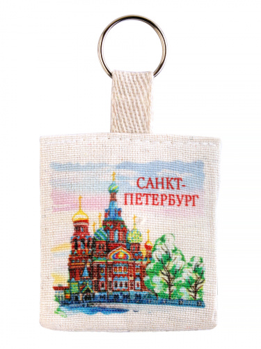 Тканевый брелок "Санкт-Петербург. Спас на Крови. Акварель", 60х60 мм фото 4