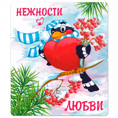 Магнит "Снегирь. Нежности и любви", гибкий, 60х70 мм