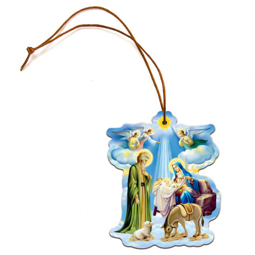 Ёлочная игрушка-подвеска деревянная "Вертеп №5"