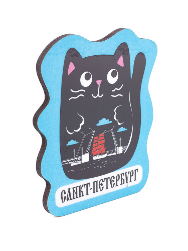 Магнит "Санкт-Петербург. Черный кот", МДФ, 60х70 мм фото 2